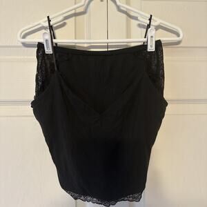 Victoria’s Secret Black Lace Cropped Cami with High Waisted Bottom Set - Small